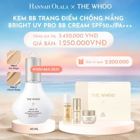  C42_DEAL 06: PHIÊN BẢN 2025 - KEM BB TRANG ĐIỂM CHỐNG NẮNG WHOO SEOL BRIGHT UV PRO BB CREAM SPF50+/PA+++ 40ML - MÀU 01/02 