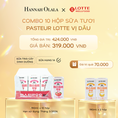  C825_DEAL 6: SỮA TƯƠI PASTEUR VỊ DÂU HẠNG 1A LOTTE 10 HỘP (190ml/hộp) 