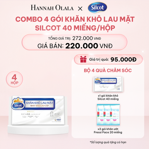  E741_DEAL 6: COMBO 4 GÓI KHĂN KHÔ LAU MẶT SILCOT 40 MIẾNG/HỘP 