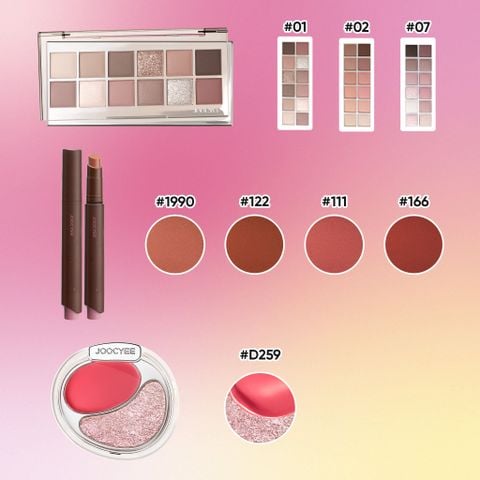  BẢNG MẮT 12 Ô + MÁ KEM 2 Ô BẮT SÁNG + SON LÌ BẤM_A1390 