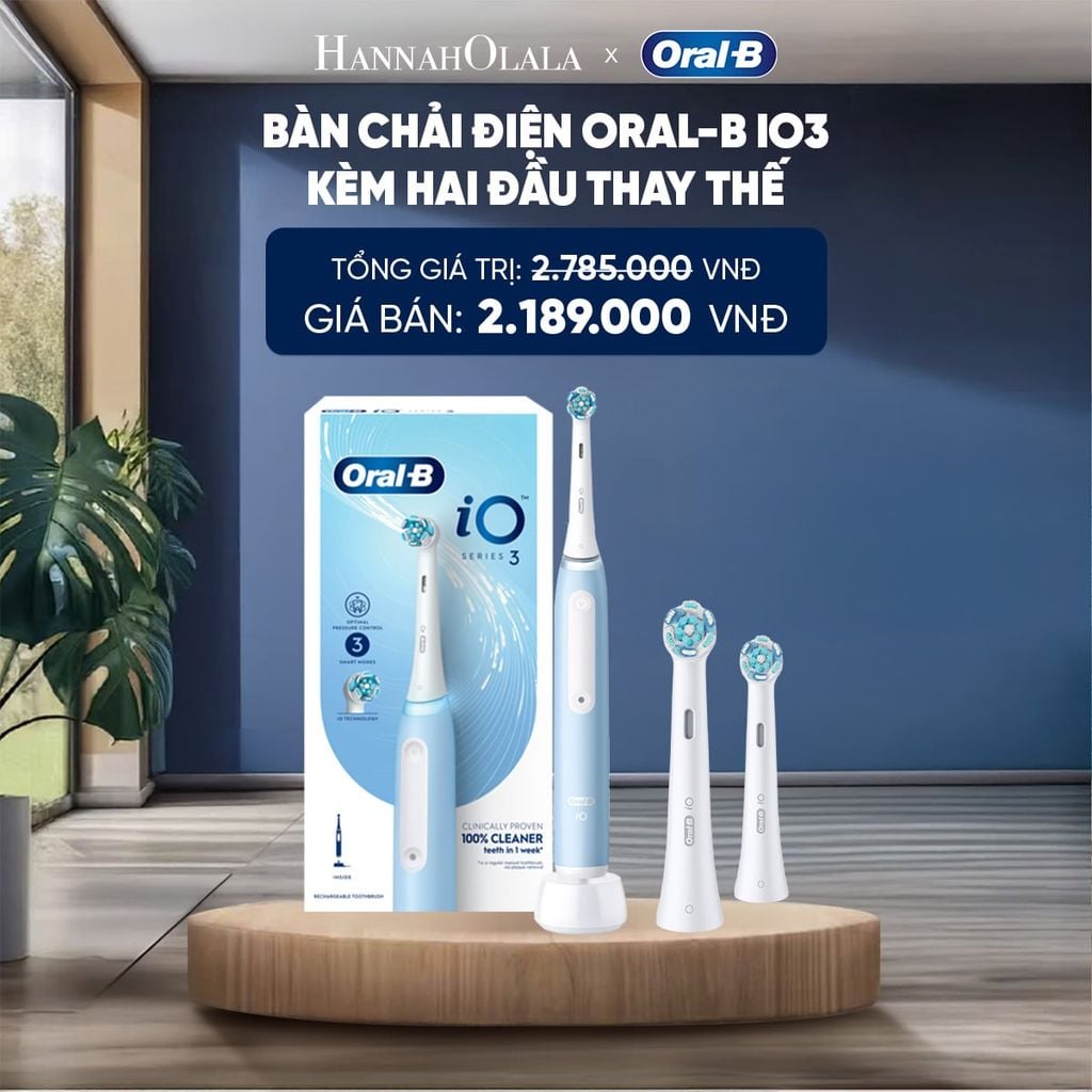  BÀN CHẢI ĐIỆN ORAL-B iO3 CHÍNH HÃNG KÈM ĐẦU THAY THẾ 