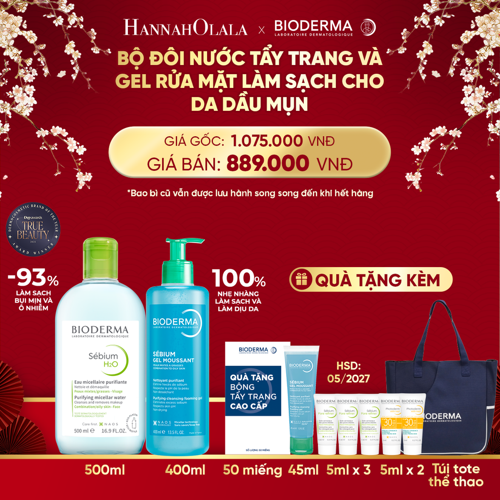  DEAL 6: BỘ ĐÔI NƯỚC TẨY TRANG MICELLAR VÀ GEL RỬA MẶT LÀM SẠCH TOÀN DIỆN CHO DA DẦU,MỤN 