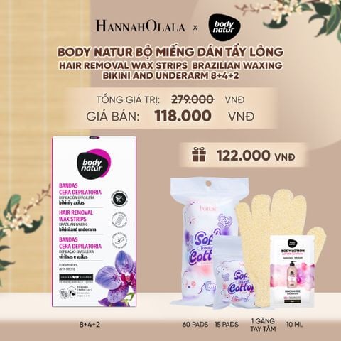  BODY NATUR BỘ MIẾNG DÁN TẨY LÔNG HAIR REMOVAL WAX STRIPS BRAZILIAN WAXING BIKINI AND UNDERARM 8+4+2 - A1634 