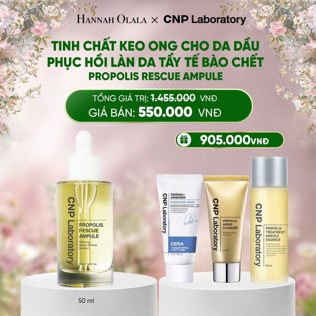  DEAL 56: [ GIAO HÀNG TỪ 04/03 ] TINH CHẤT KEO ONG CHO DA DẦU PHỤC HỒI LÀN DA TẨY TẾ BÀO CHẾT CNP PROPOLIS RESCUE AMPULE 50ML 