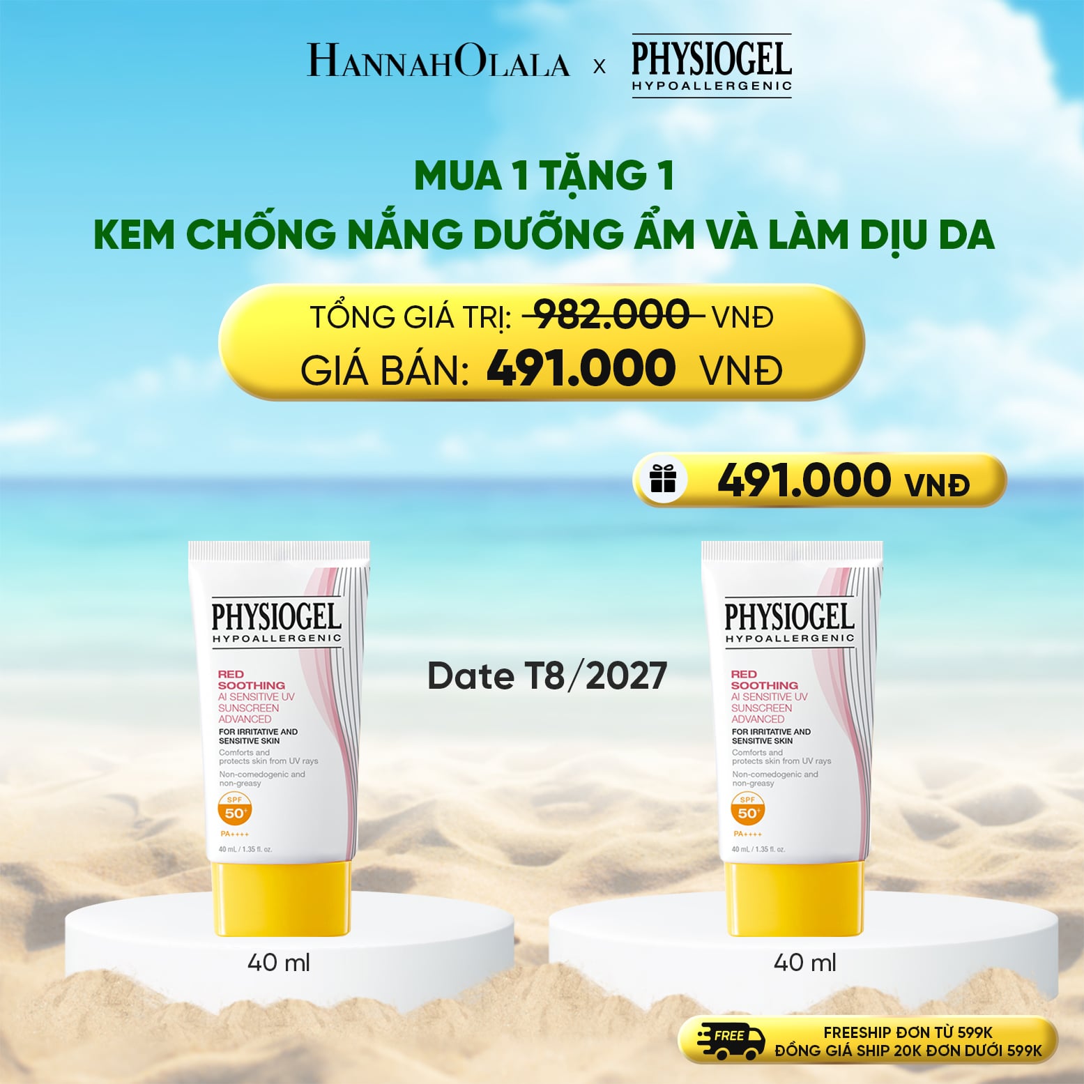 Kem Chống Nắng PhysioGel Red Soothing AI 40ml