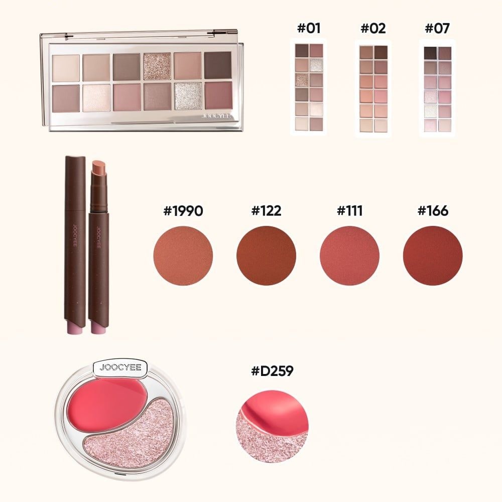  BẢNG MẮT 12 Ô + MÁ KEM 2 Ô BẮT SÁNG + SON LÌ BẤM_ D1633 