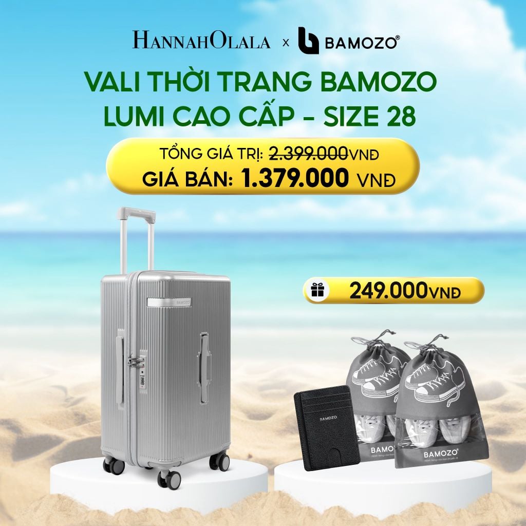  DEAL 1: VALI BAMOZO LUMISPACE CAO CẤP (TẶNG VÍ THẺ DA CARD HOLDER BAMOZO, 2 TÚI ĐỰNG GIÀY XÁM) 