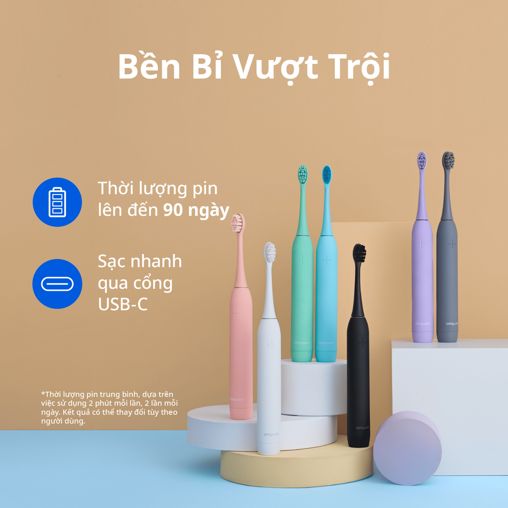  DEAL 2: [MUA 1 TẶNG 1] BÀN CHẢI ĐIỆN ZENYUM SONIC 2.0 - CÔNG NGHỆ SINGAPORE (Note màu bàn chải tặng trong đơn) 