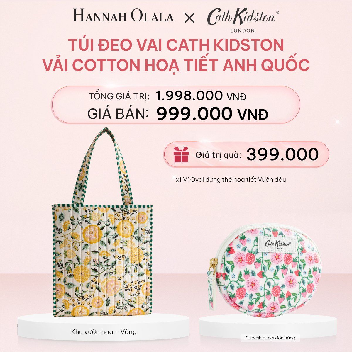  E353_DEAL 6: TÚI ĐEO VAI CATH KIDSTON VẢI COTTON HOẠ TIẾT ANH QUỐC 