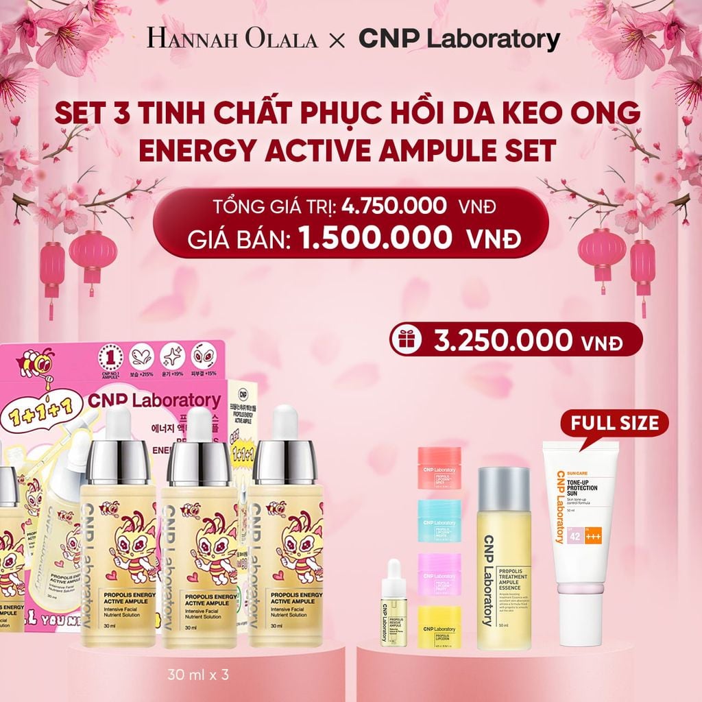  DEAL 6: SET 3 TINH CHẤT PHỤC HỒI DA KEO ONG CNP PROPOLIS ENERGY ACTIVE AMPULE SET 30ML X3 