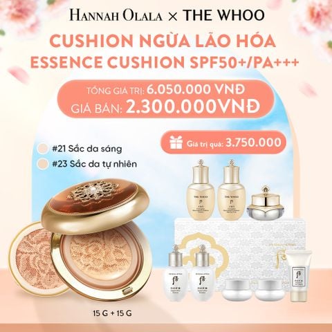  A924_DEAL06: [TẶNG KÈM 1 LÕI] CUSHION NGỪA LÃO HÓA WHOO CHEONGIDAN ESSENCE CUSHION SPF50+/PA+++ - MÀU 21/23 
