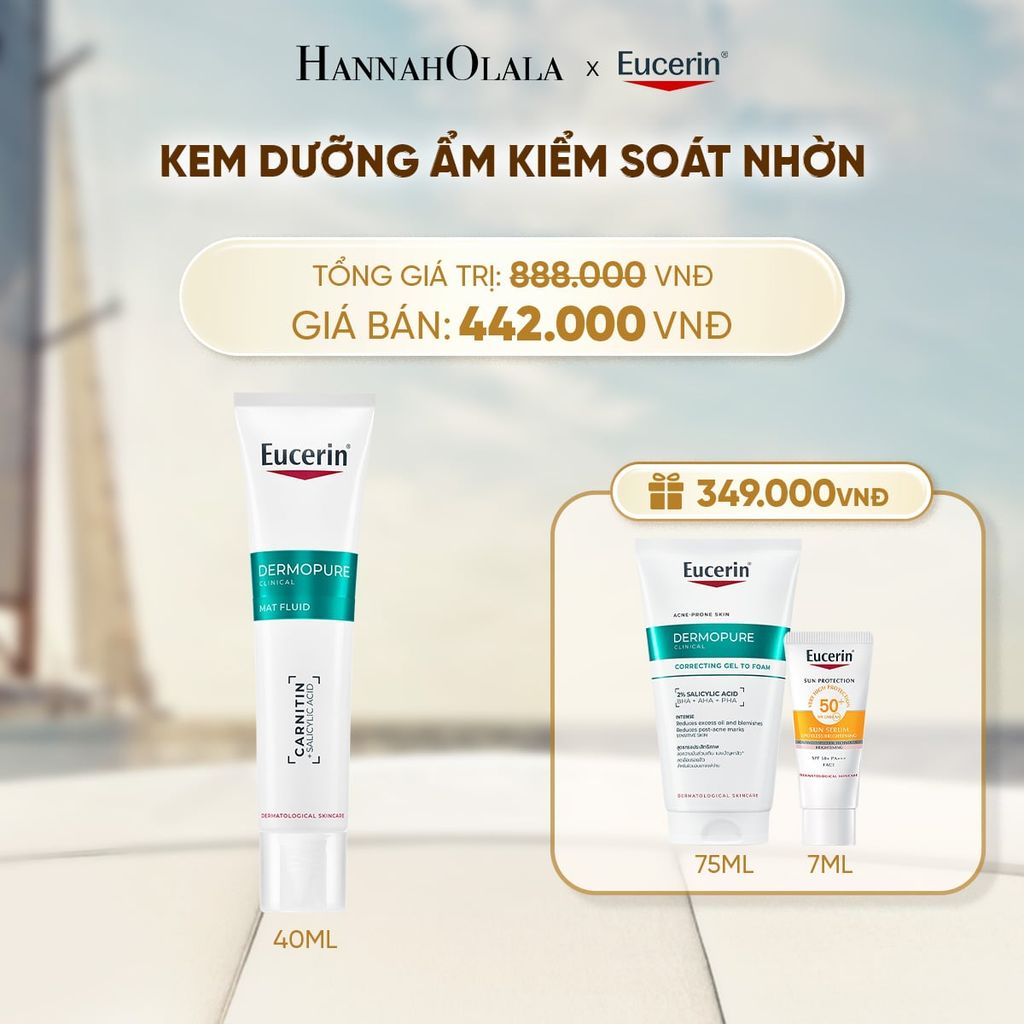  KEM DƯỠNG ẨM GIÚP KIỂM SOÁT NHỜN EUCERIN DERMOPURE CLINICAL MAT FLUID 40ML 