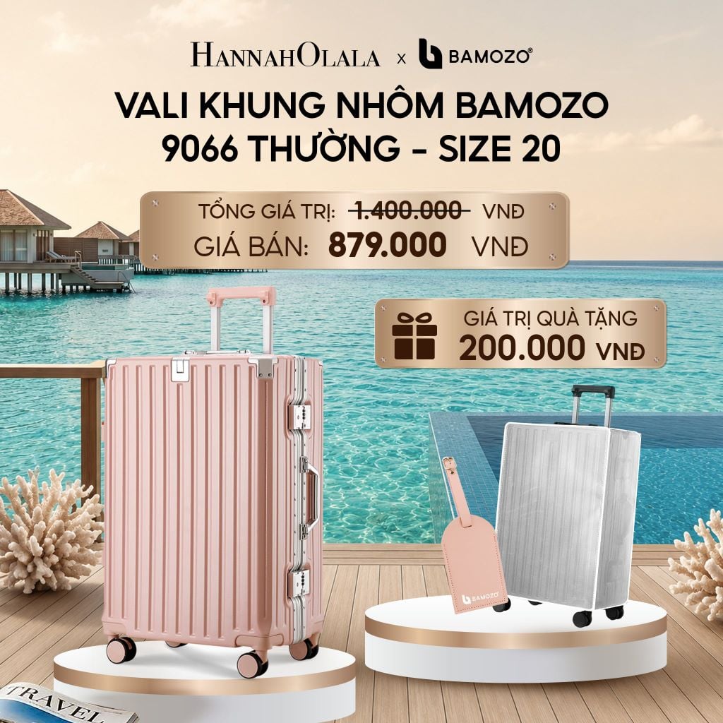  VALI BAMOZO KHUNG NHÔM 9066 BẢN THƯỜNG (TẶNG BỌC VALI TRONG SUỐT + TAG HÀNH LÝ DA)_ D556 