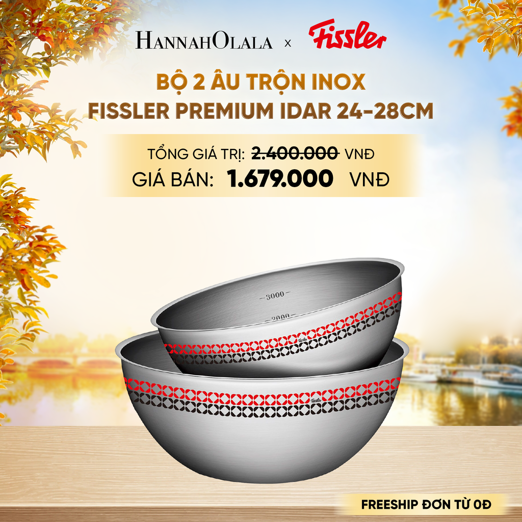  BỘ 2 ÂU TRỘN INOX FISSLER PREMIUM IDAR 24-28CM - E1887 
