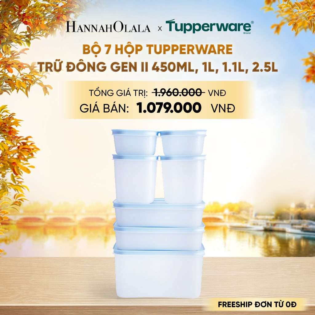  BỘ 7 HỘP TUPPERWARE TRỮ ĐÔNG GEN II 450ML, 1L, 1.1L, 2.5L - E1913 