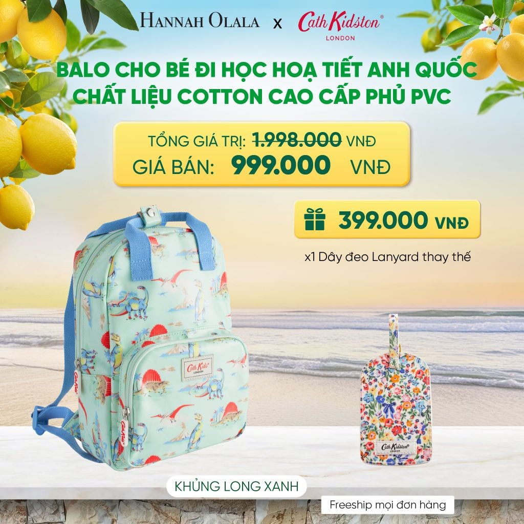 BALO CHO BÉ ĐI HỌC CATH KIDSTON HOẠ TIẾT ANH QUỐC ĐÁNG YÊU CHẤT LIỆU COTTON CAO CẤP PHỦ PVC - A1121 