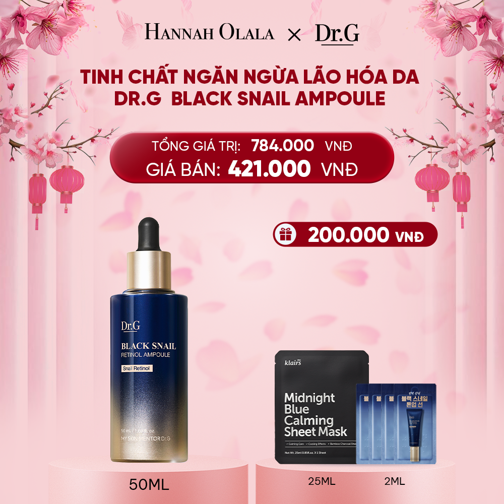  DEAL 6: TINH CHẤT NGĂN NGỪA LÃO HÓA DA DR.G BLACK SNAIL AMPOULE 50ML 