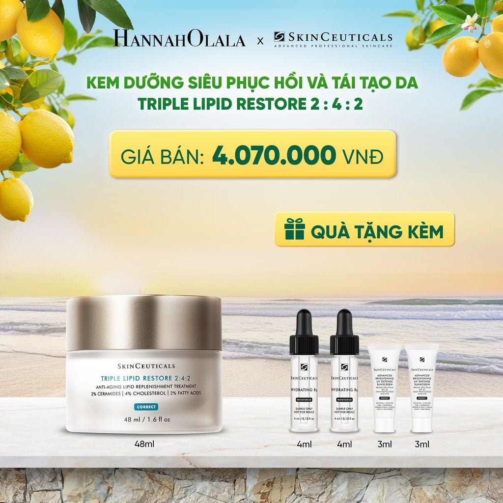  KEM DƯỠNG SIÊU PHỤC HỒI VÀ TÁI TẠO DA SKINCEUTICALS TRIPLE LIPID RESTORE 2 : 4 : 2 (48ML) DEAL 6 