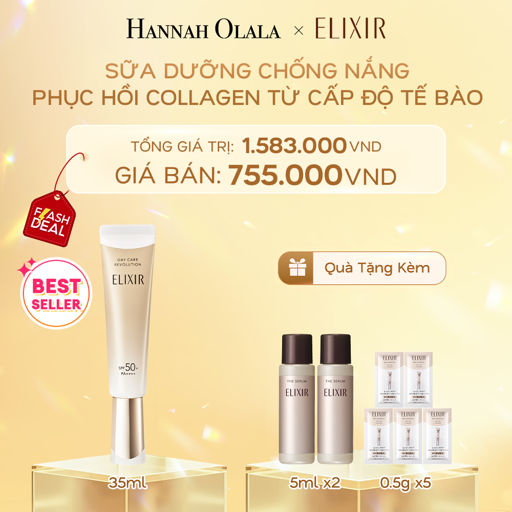  DEAL 6: FLASH DEAL - [THẾ HỆ MỚI] SỮA CHỐNG NẮNG PHỤC HỒI COLLAGEN TỪ CẤP ĐỘ TẾ BÀO ELIXIR DAY CARE REVOLUTION SPF50+ 35ML 