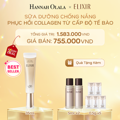  DEAL 6: FLASH DEAL - [THẾ HỆ MỚI] SỮA CHỐNG NẮNG PHỤC HỒI COLLAGEN TỪ CẤP ĐỘ TẾ BÀO ELIXIR DAY CARE REVOLUTION SPF50+ 35ML 