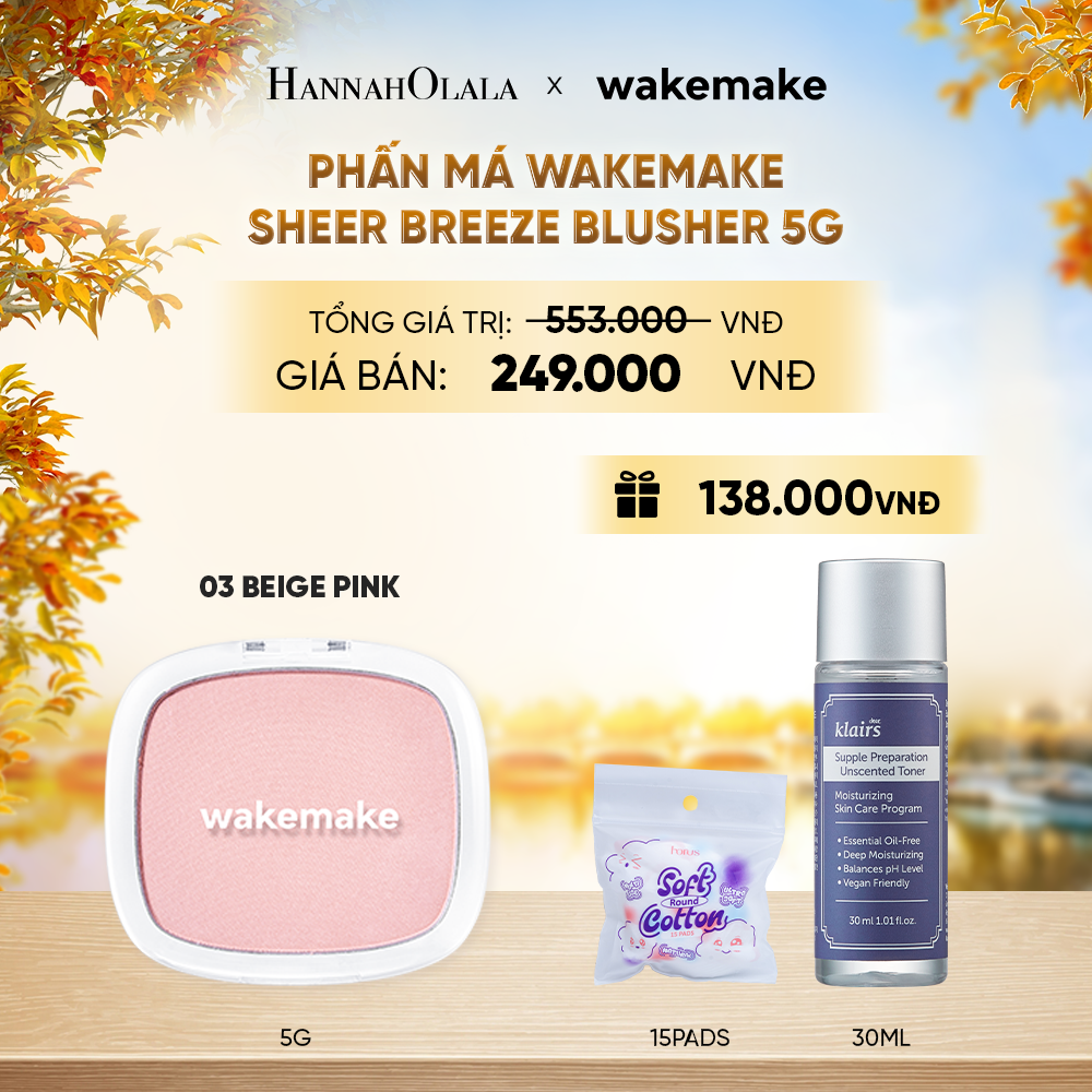 PHẤN MÁ WAKEMAKE SHEER BREEZE BLUSHER 5G - E553 