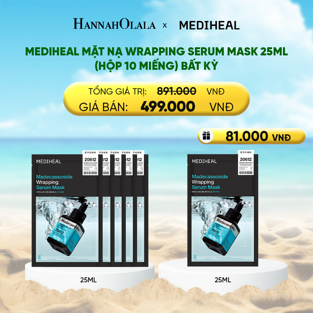  A1962_DEAL 6 : MEDIHEAL MẶT NẠ WRAPPING SERUM MASK 25ML (HỘP 10 MIẾNG) BẤT KỲ 
