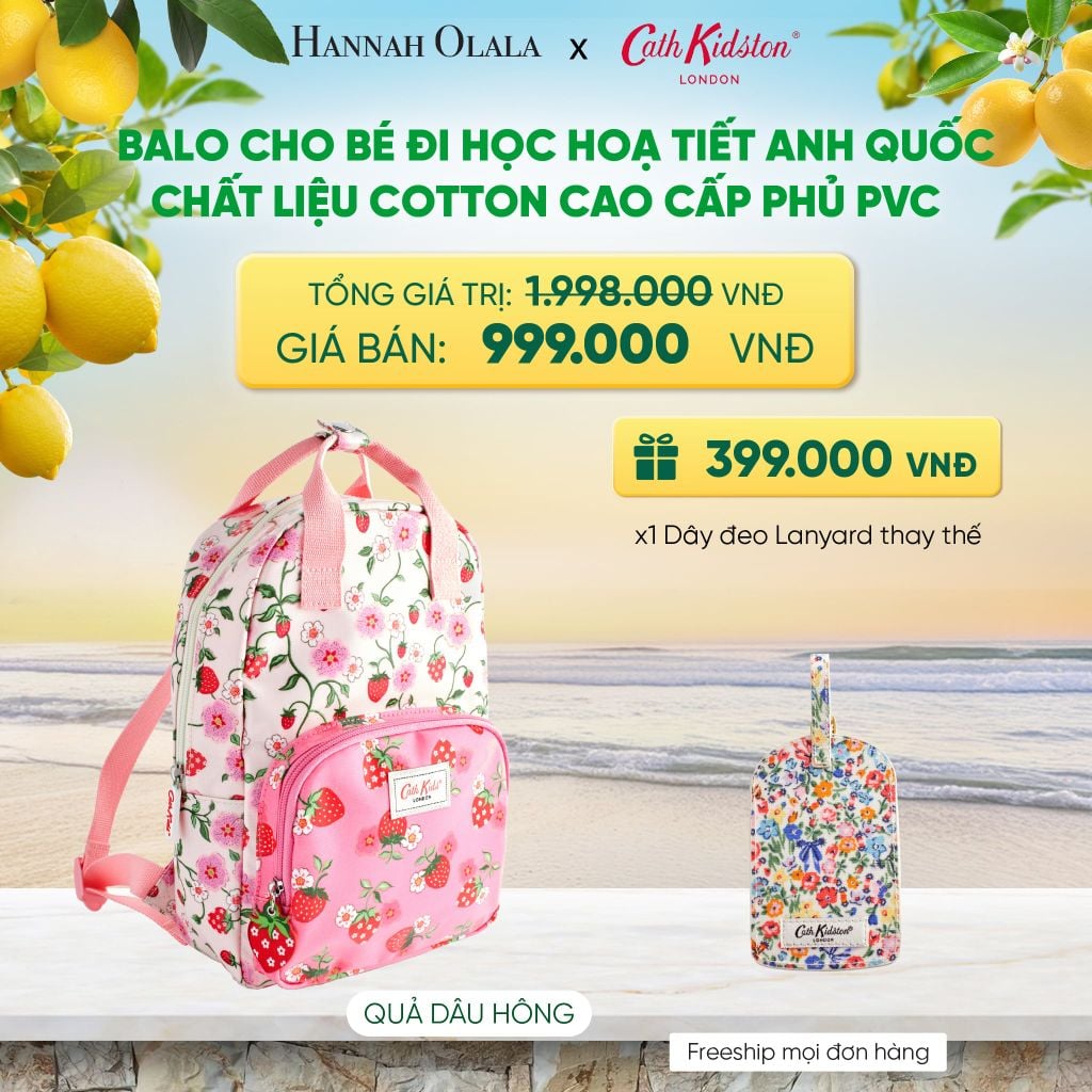  BALO CHO BÉ ĐI HỌC CATH KIDSTON HOẠ TIẾT ANH QUỐC ĐÁNG YÊU CHẤT LIỆU COTTON CAO CẤP PHỦ PVC - A1121 