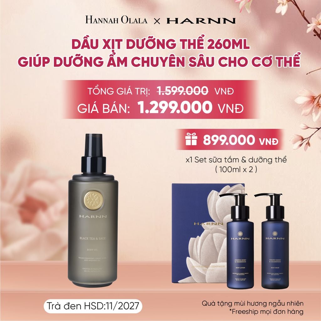  DẦU XỊT DƯỠNG THỂ BODY OIL SPRAY HARNN 260ML HƯƠNG THIÊN NHIÊN - GIÚP DƯỠNG ẨM CHUYÊN SÂU CHO CƠ THỂ - A1412 
