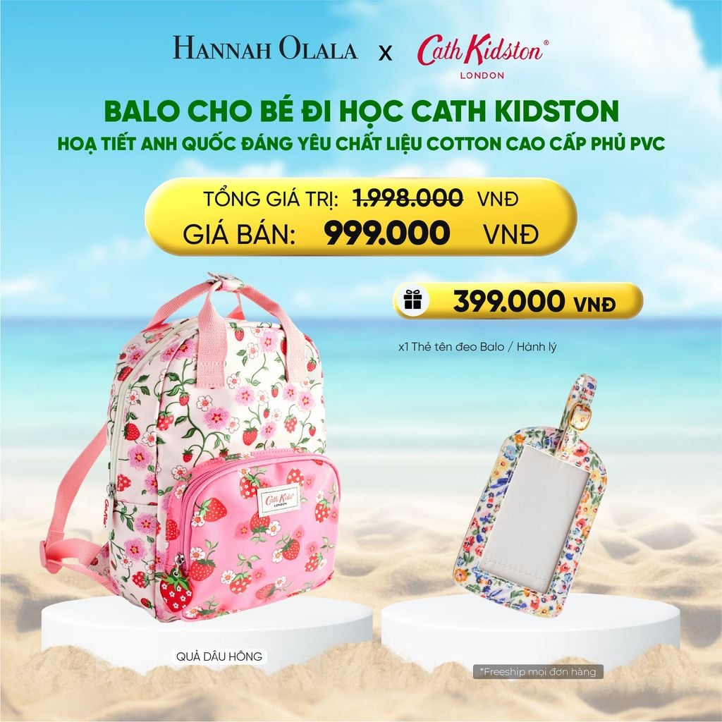  DEAL 6. BALO CHO BÉ ĐI HỌC CATH KIDSTON HOẠ TIẾT ANH QUỐC ĐÁNG YÊU CHẤT LIỆU COTTON CAO CẤP PHỦ PVC 