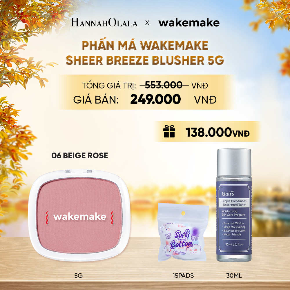  PHẤN MÁ WAKEMAKE SHEER BREEZE BLUSHER 5G - E553 