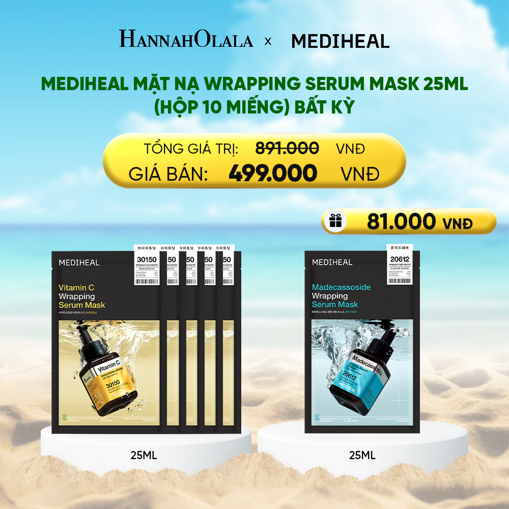  A1962_DEAL 6 : MEDIHEAL MẶT NẠ WRAPPING SERUM MASK 25ML (HỘP 10 MIẾNG) BẤT KỲ 