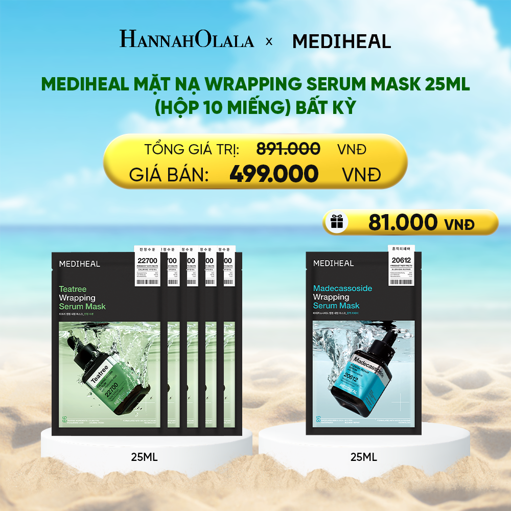  A1962_DEAL 6 : MEDIHEAL MẶT NẠ WRAPPING SERUM MASK 25ML (HỘP 10 MIẾNG) BẤT KỲ 