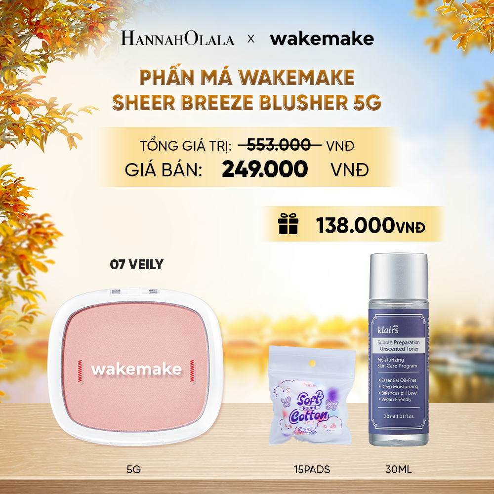  PHẤN MÁ WAKEMAKE SHEER BREEZE BLUSHER 5G - E553 