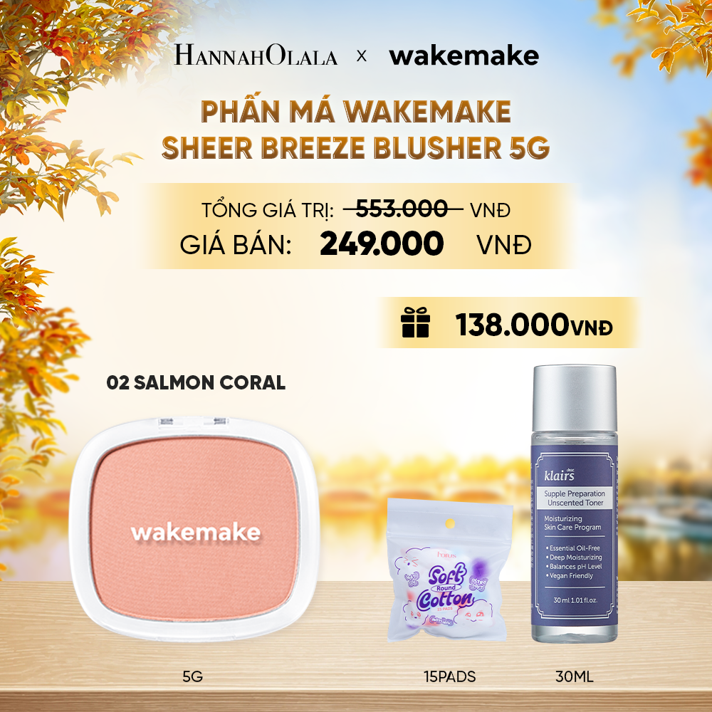  PHẤN MÁ WAKEMAKE SHEER BREEZE BLUSHER 5G - E553 