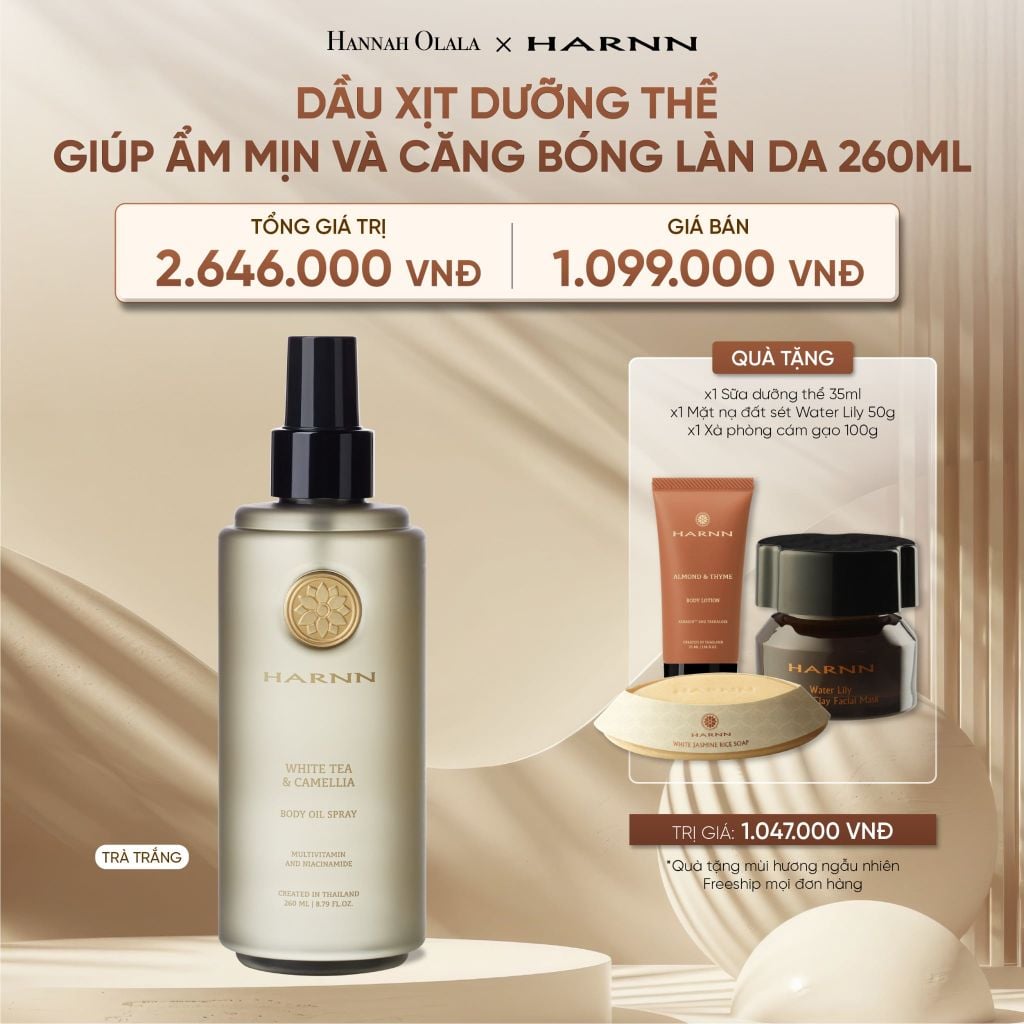  DEAL 6: DẦU XỊT DƯỠNG THỂ HARNN GIÚP ẨM MỊN VÀ CĂNG BÓNG LÀN DA 260ML 