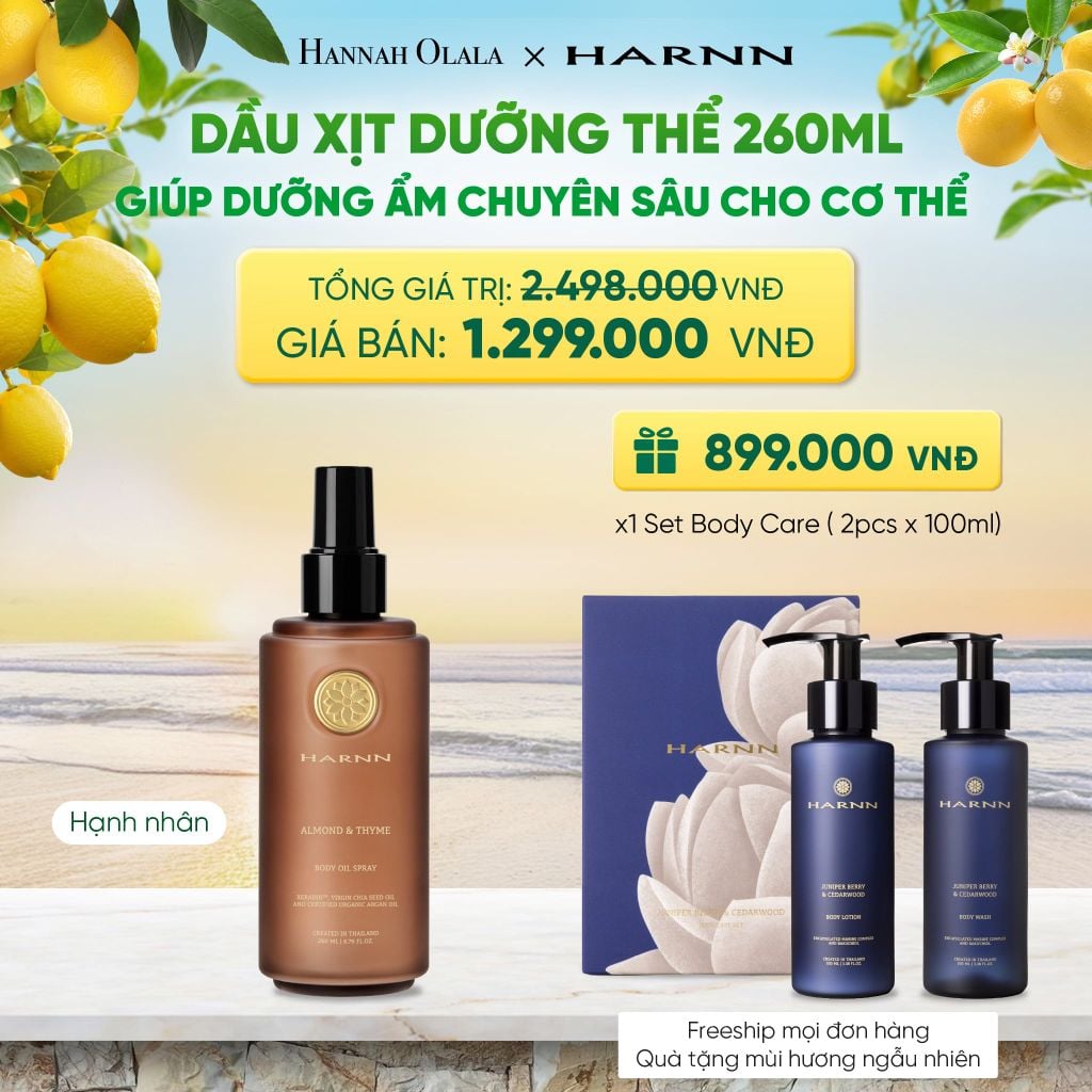  DẦU XỊT DƯỠNG THỂ BODY OIL SPRAY HARNN 260ML HƯƠNG THIÊN NHIÊN - GIÚP DƯỠNG ẨM CHUYÊN SÂU CHO CƠ THỂ 