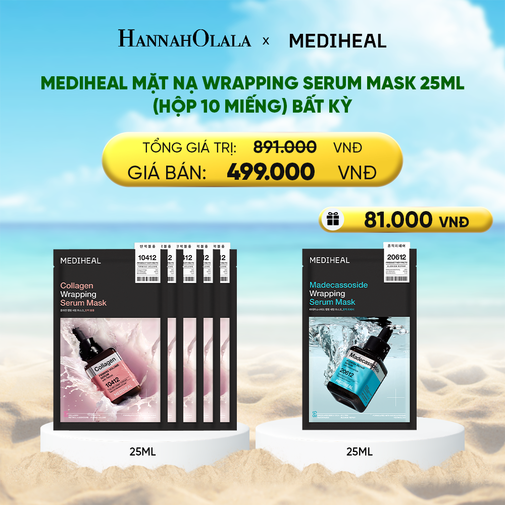  A1962_DEAL 6 : MEDIHEAL MẶT NẠ WRAPPING SERUM MASK 25ML (HỘP 10 MIẾNG) BẤT KỲ 
