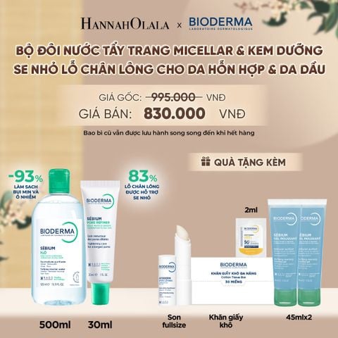 BỘ ĐÔI NƯỚC TẨY TRANG MICELLAR VÀ KEM DƯỠNG THU NHỎ LỖ CHÂN LÔNG CHO DA DẦU MỤN - A5035 
