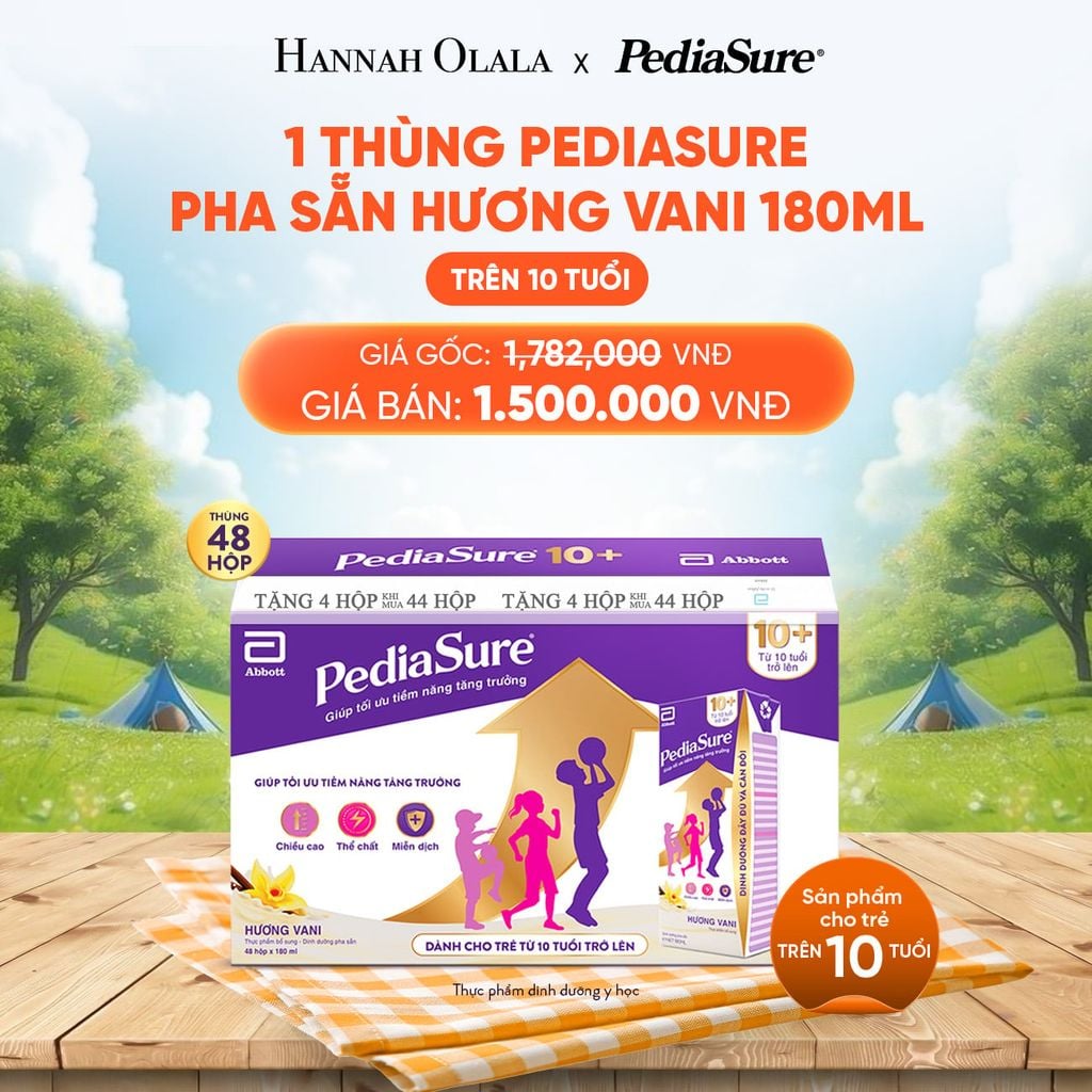  DEAL 6: 1 THÙNG PEDIASURE PHA SẴN HƯƠNG VANI 180ML 10+ 