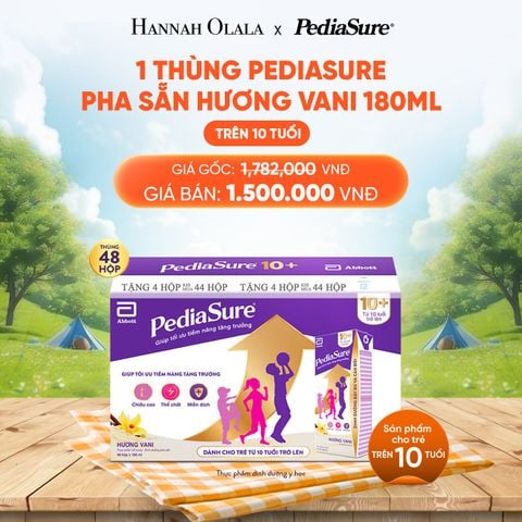  DEAL 6: 1 THÙNG PEDIASURE PHA SẴN HƯƠNG VANI 180ML 10+ 