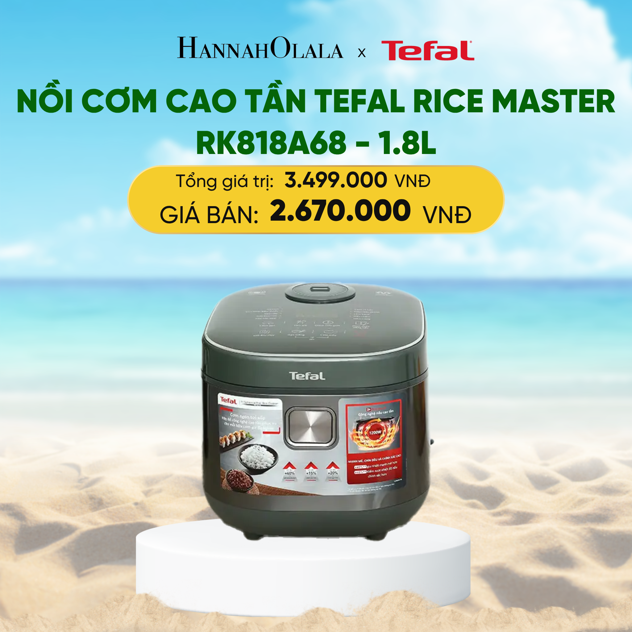 Nồi Cơm Cao Tần Tefal 1.8 Lít Rk818A68