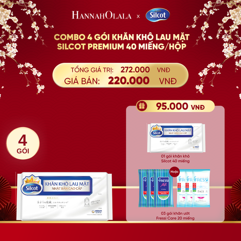  DEAL 6: COMBO 4 GÓI KHĂN KHÔ LAU MẶT SILCOT PREMIUM 40 MIẾNG/HỘP 