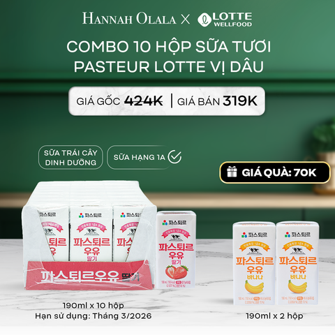  DEAL 6: SỮA TƯƠI PASTEUR VỊ DÂU HẠNG 1A LOTTE 10 HỘP (190ml/hộp) 