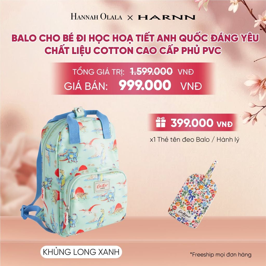  BALO CHO BÉ ĐI HỌC CATH KIDSTON HOẠ TIẾT ANH QUỐC ĐÁNG YÊU CHẤT LIỆU COTTON CAO CẤP PHỦ PVC - A2140 