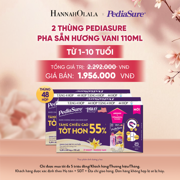  2 THÙNG PEDIASURE PHA SẴN HƯƠNG VANI 110ML (DÙNG CHO BÉ 1-10 TUỔI) DEAL 6: - A803 