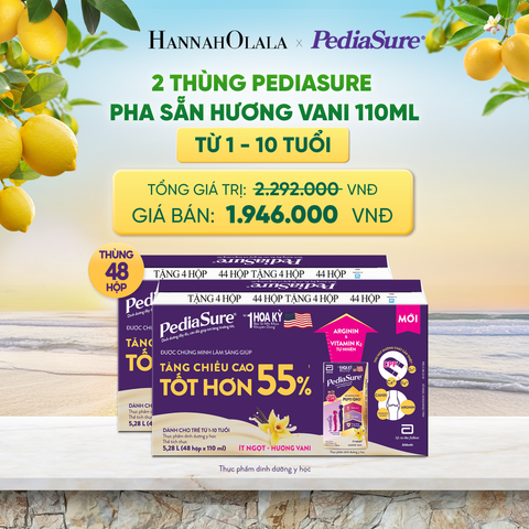  2 THÙNG PEDIASURE PHA SẴN HƯƠNG VANI 110ML (DÙNG CHO BÉ 1-10 TUỔI) DEAL 6: 