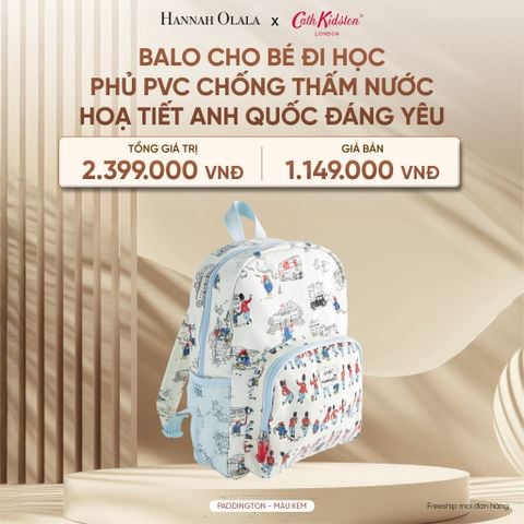  DEAL 6: BALO CATH KIDSTON CHO BÉ ĐI HỌC PHỦ PVC CHỐNG THẤM NƯỚC HOẠ TIẾT ANH QUỐC ĐÁNG YÊU 