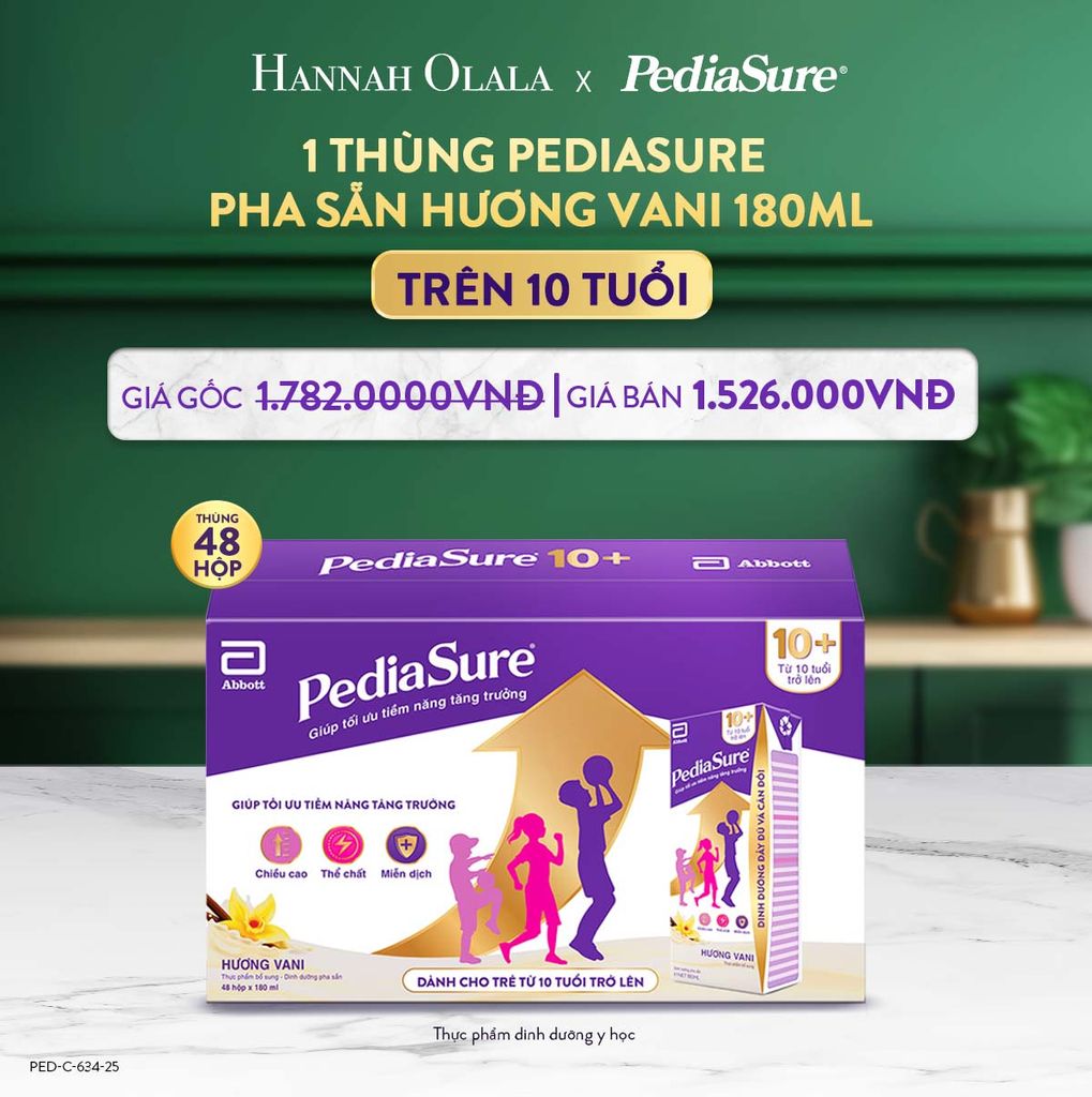  DEAL 6: 1 THÙNG PEDIASURE PHA SẴN HƯƠNG VANI 180ML 10+ 
