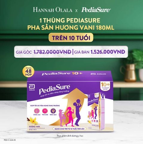  DEAL 6: 1 THÙNG PEDIASURE PHA SẴN HƯƠNG VANI 180ML 10+ 