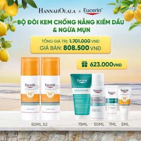  BỘ ĐÔI KEM CHỐNG NẮNG GIÚP HỖ TRỢ GIẢM BÓNG NHỜN EUCERIN SUN DRY TOUCH OIL CONTROL FACE SPF50+ 50ML DEAL 6: - A1307 